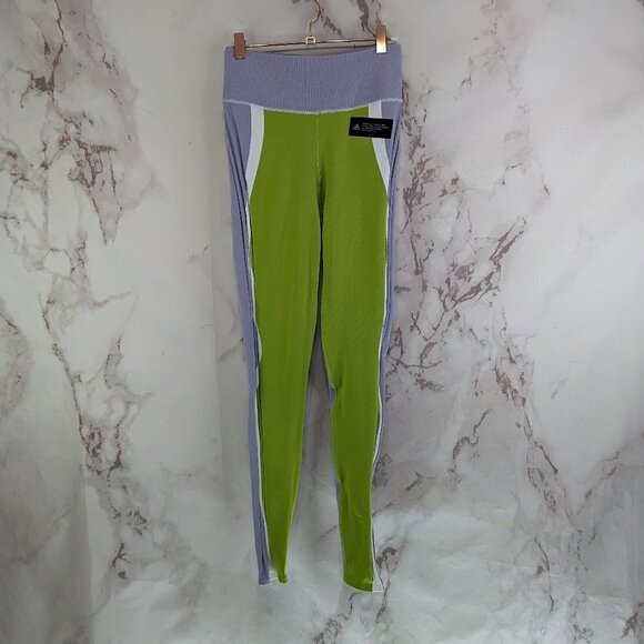 Adidas Legging Women Small Training Prime Knit Fine Tight Purple Green GD9401 - Picture 2 of 12